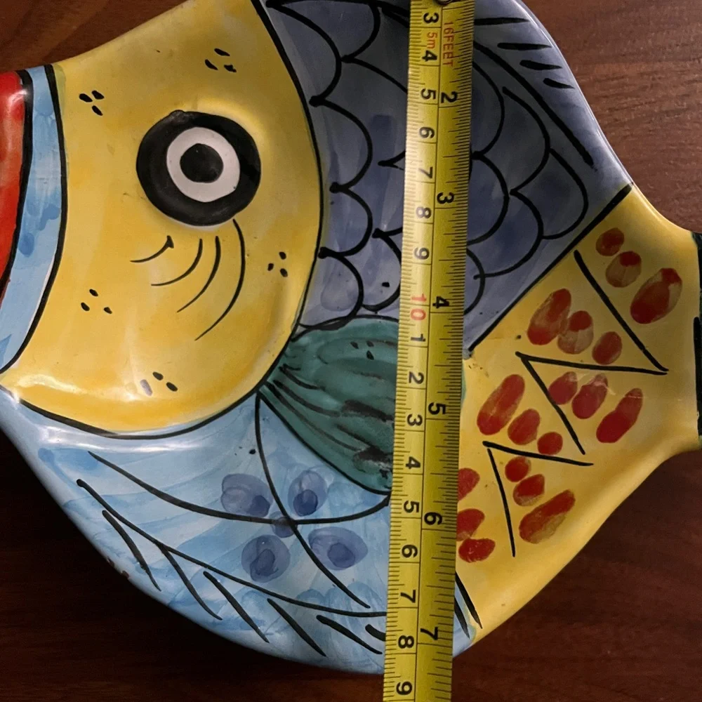 Desuir for Vietri Hand Painted Fish Dish Platter Ceramic Made In Italy Colorful